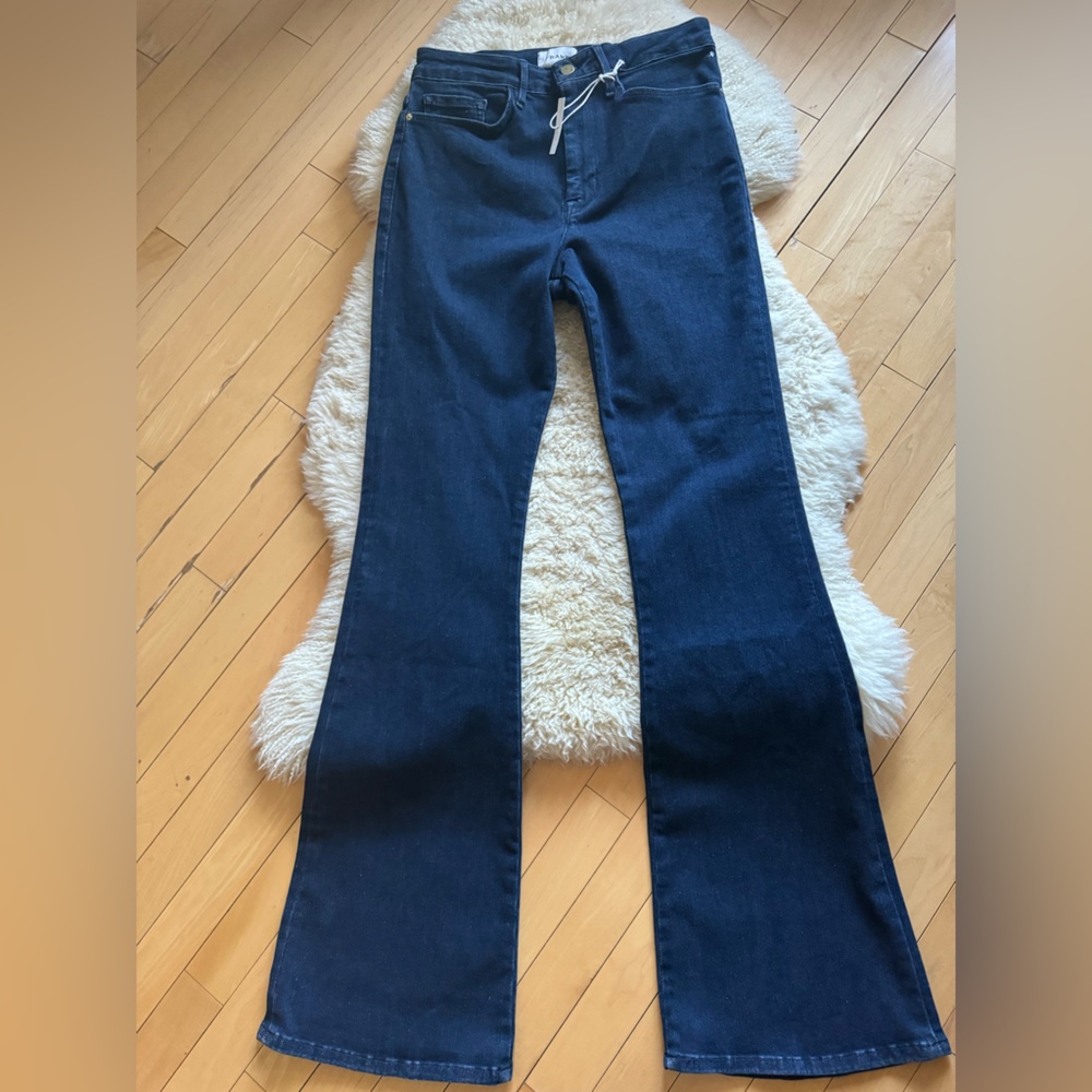 UNWORN Frame Flared Stretch Organic Cotton-Blended Denim Jeans in Blue S…